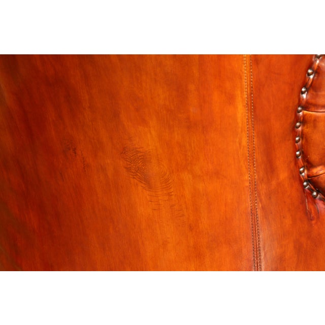 Pair of 1990s Henredon Churchill Tufted Distressed Brown Leather Club Chairs For Sale - Image 16 of 18