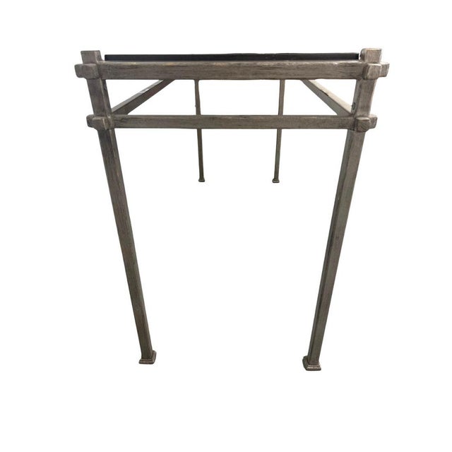 Late 20th Century Pair of Silvered Iron Console Tables With Black Granite Top For Sale - Image 5 of 6