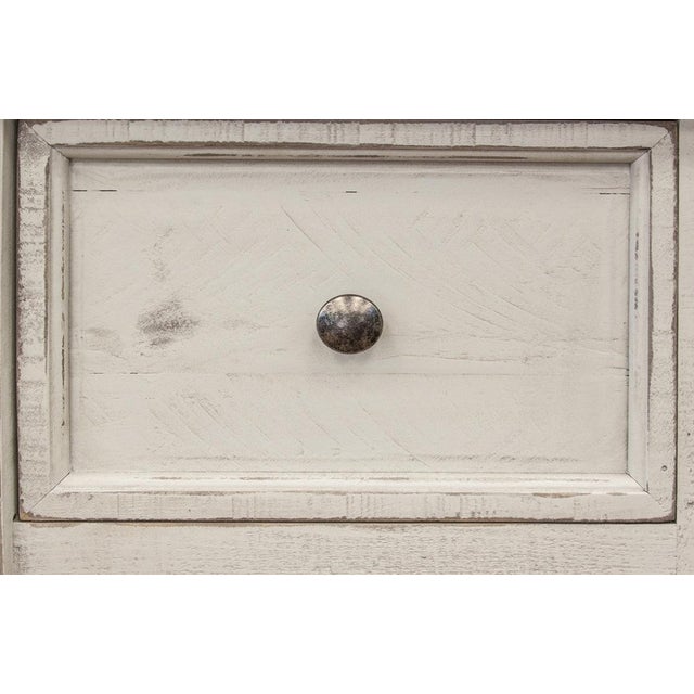 Stonegate Collection: Two-toned hand distressed white with warm stone stained tops Solid Pine wood with distressed finish...
