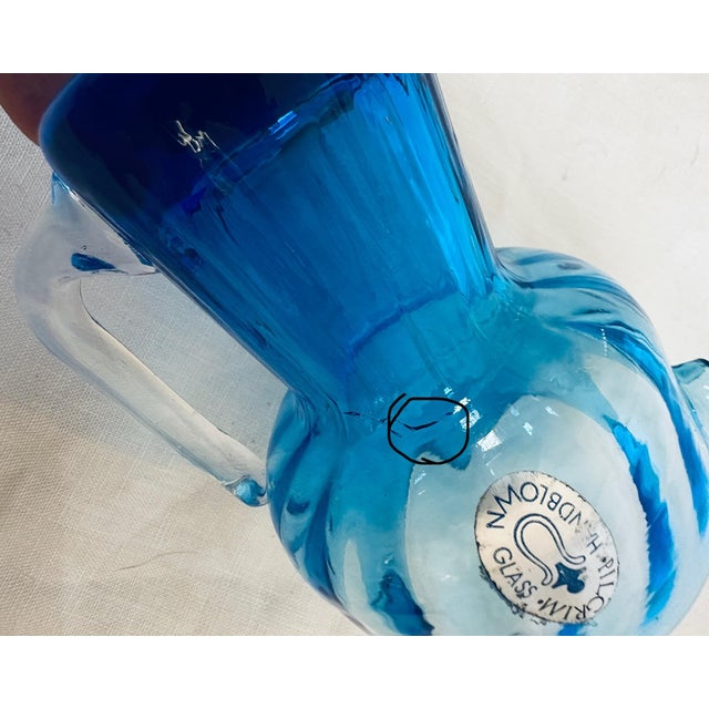 Blue Pilgrim Glass Blue Mini Pitcher For Sale - Image 8 of 8