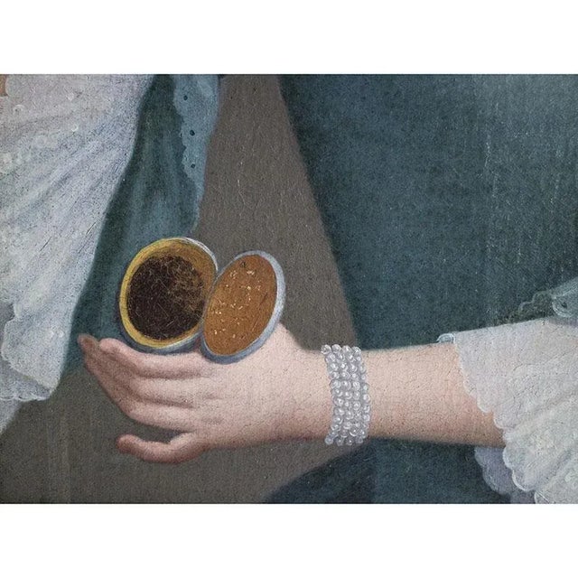 Pietro Longhi, Portrait of a Young Gentlewoman with Snuffbox, 1700s, Oil on Canvas For Sale - Image 3 of 11