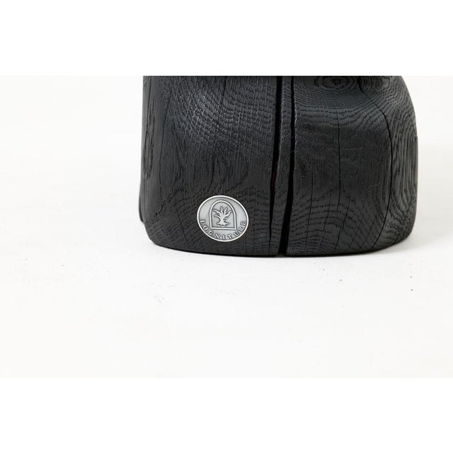Black Sculptural Hardwood Stool in Charred Wood by Logniture For Sale - Image 8 of 16