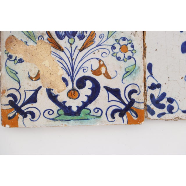 17th-18th Century Set of Two Delft Tiles, Earthenware For Sale - Image 9 of 12
