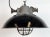 Black Industrial Black Enamel and Cast Iron Cage Pendant Light from Elektrosvit, 1960s For Sale - Image 8 of 15