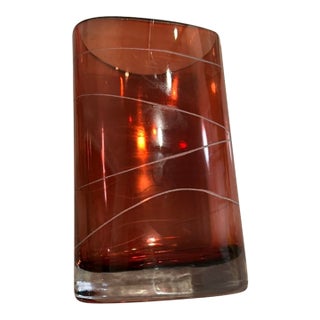 1980s Amber Glass Regency-Style Oval-Shape Vase For Sale