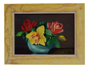 J Halupka, Still Life with Bunch of Flowers, 1980s, Oil on Canvas, Framed