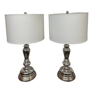 Pottery Barn Leera Mercury Glass Table Lamps, a Pair For Sale