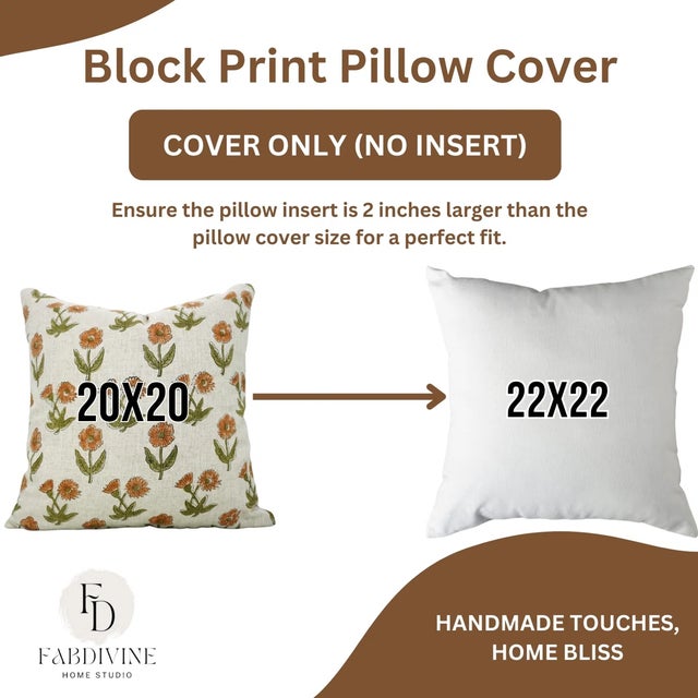Not Yet Made - Made To Order Fabdivine Handmade Block Printed Cushion Cover 26x26 Inch Viscose Linen- Kirti For Sale - Image 5 of 5