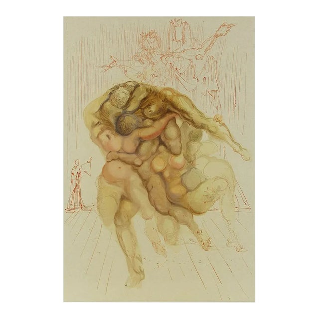 1960 Salvador Dali Woodcut Hell 8 Angry One For Sale