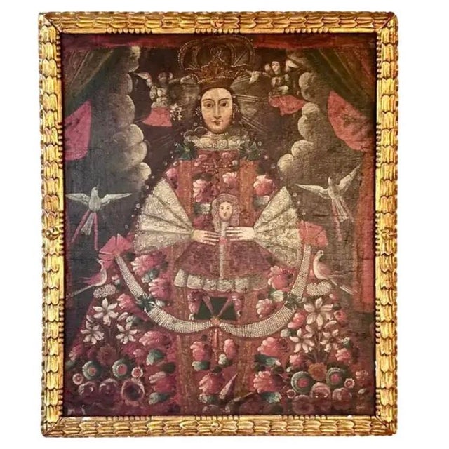 Spanish Colonial Cuzco Painting of Virgin Mary For Sale - Image 10 of 10
