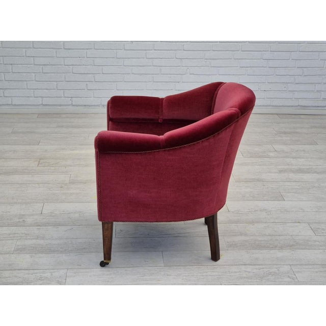 Danish Lounge Chair in Velour with Ash Legs, 1950s For Sale - Image 17 of 18