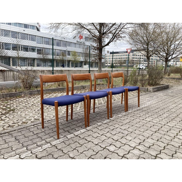 Mid-Century Modern Danish Teak Model 77 Dining Chairs by Niels Otto Möller for J.L. Møllers, 1970s, Set of 4 For Sale - Image 3 of 16