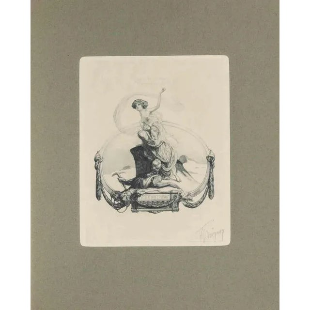 Héliogravure on japanese paper realized by Fraz von Bayros in 1913 for Ex Libris Verlag K. Th. Senger, Munich. Mounted on...