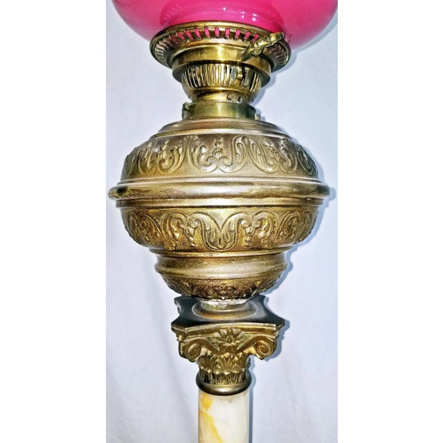 Late 19th Century Onyx and Dore' Electrified Oil Lamp by Hinck's of London For Sale - Image 5 of 9