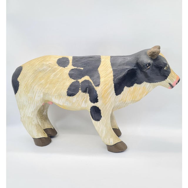 Decorative Papier-Mâché Cow Figurine, 1970s For Sale - Image 3 of 13