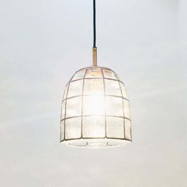 Metal Mid-Century Modern Glass Pendant Light from Limburg, 1960s For Sale - Image 7 of 13