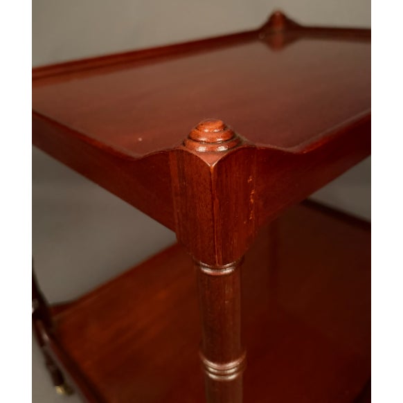 Councill Craftsmen Mahogany Hepplewhite Style Two-Tier Side Table With Brass Casters, Circa 1990 For Sale - Image 9 of 11