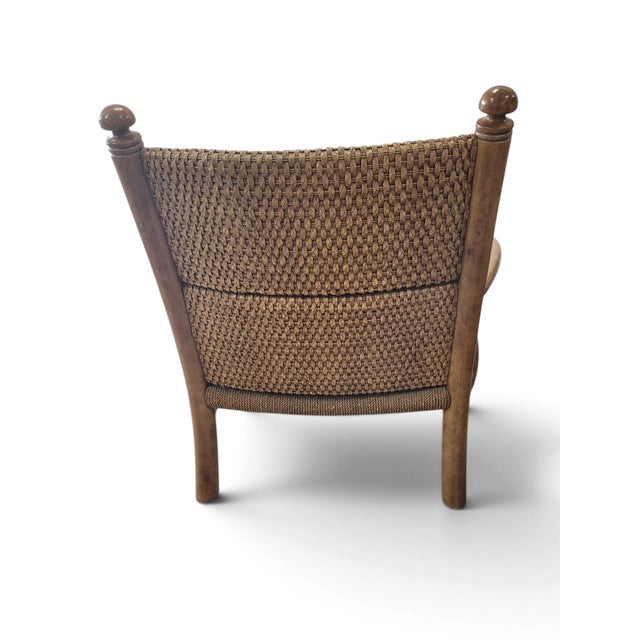 Maitland-Smith British Colonial Cane Lounge Chair & Ottoman, C. 1990 For Sale - Image 13 of 16