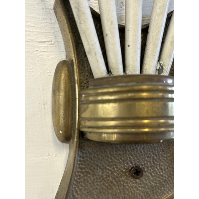 Vintage White Wall Lights in Brass, 1950, Set of 2 For Sale - Image 10 of 11