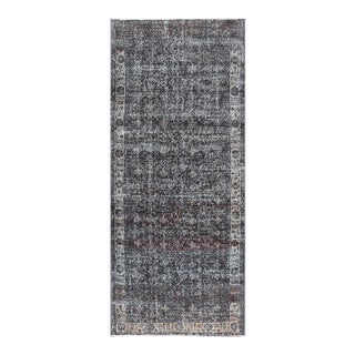 Over Dyed Gallery Oushak With All-Over Floral Design in Charcoal, Cream & Grays For Sale