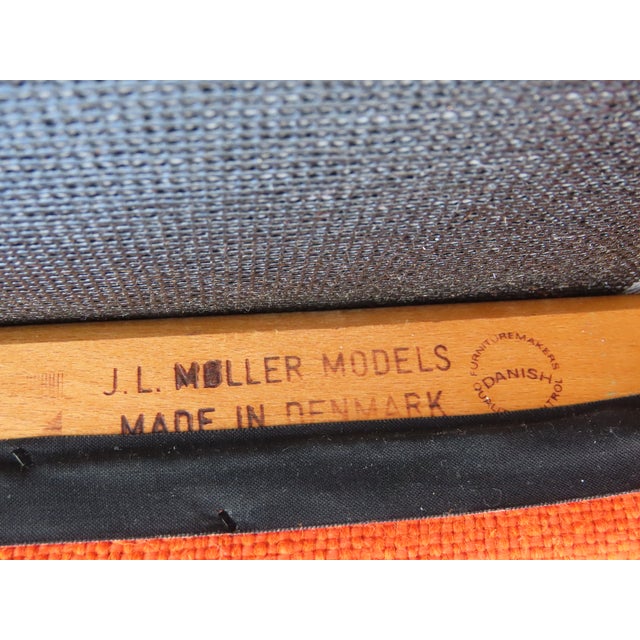Brown Jl Moller Danish Mid Century Modern Teak Upholstered Stool 6595 For Sale - Image 8 of 12