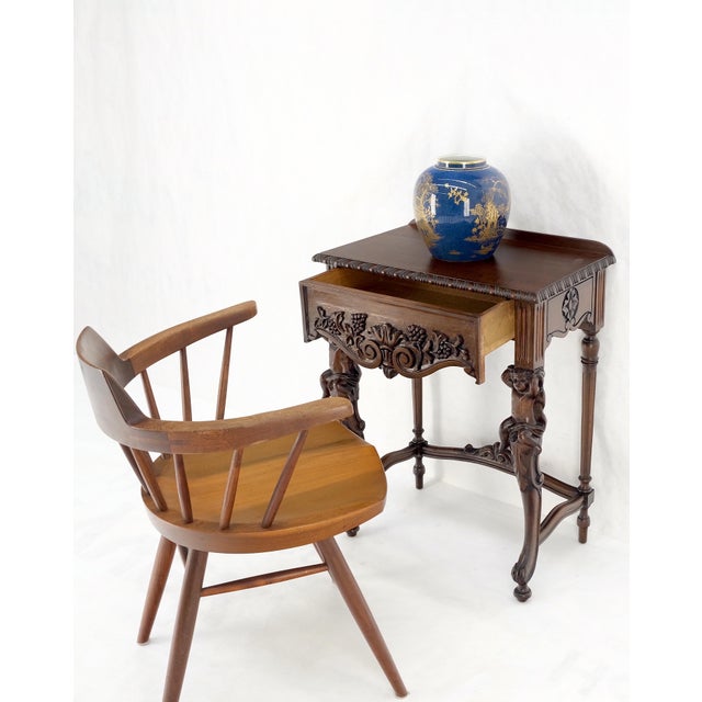 Petit Heavily Carved Walnut Cherubs Rope Edge Two Piece Console Table Shelf MINT For Sale - Image 12 of 18