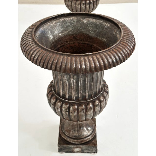English Garden Urns or Planters of Burnished Cast Iron 'Priced Individually' For Sale - Image 4 of 9