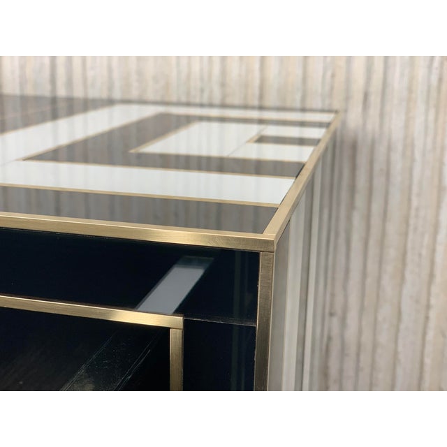 New High Black & White Glass & Brass Inlays New Nightstands With Drawer - a Pair For Sale - Image 9 of 13