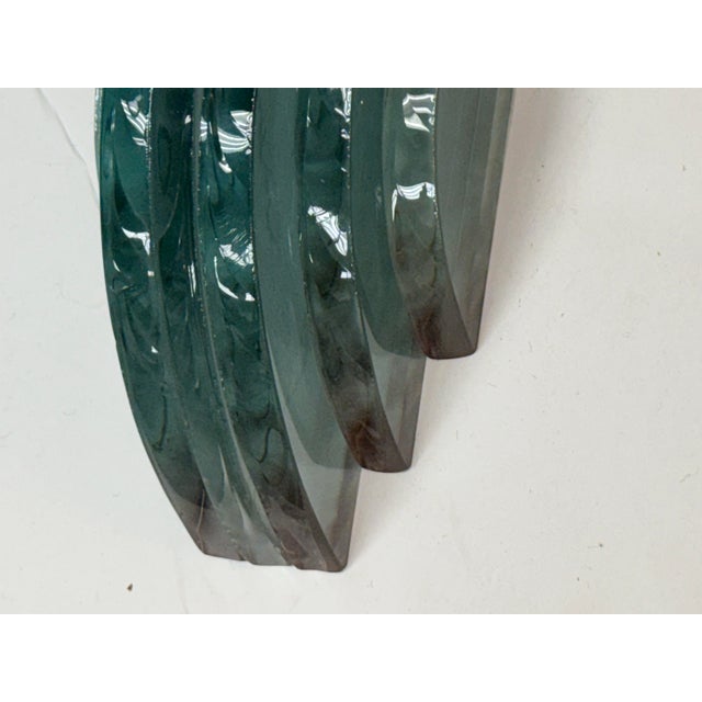 1980s Karl Springer Purcell Brass Finish + Aqua Glass Sconces, Pair For Sale - Image 9 of 12