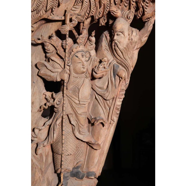 Antique Qing Dynasty Hand-Carved Wood Temple Corbels, 19th Century - a Pair For Sale - Image 4 of 11