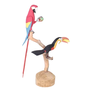 Late 20th Century Carved Wood Sculpture of Two Birds in a Tree
