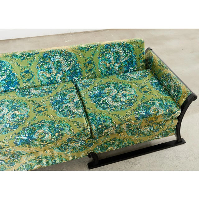 Midcentury James Mont Style Lacquered Gondola Dragon Sofa For Sale - Image 14 of 17