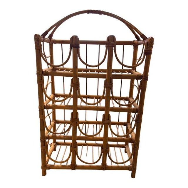 Vintage Bamboo Rattan Wine Rack For Sale In West Palm - Image 6 of 6