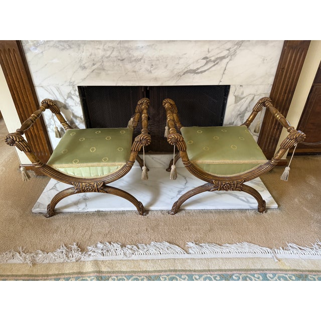 Mid Century Pair of French Regency Benches For Sale - Image 11 of 15