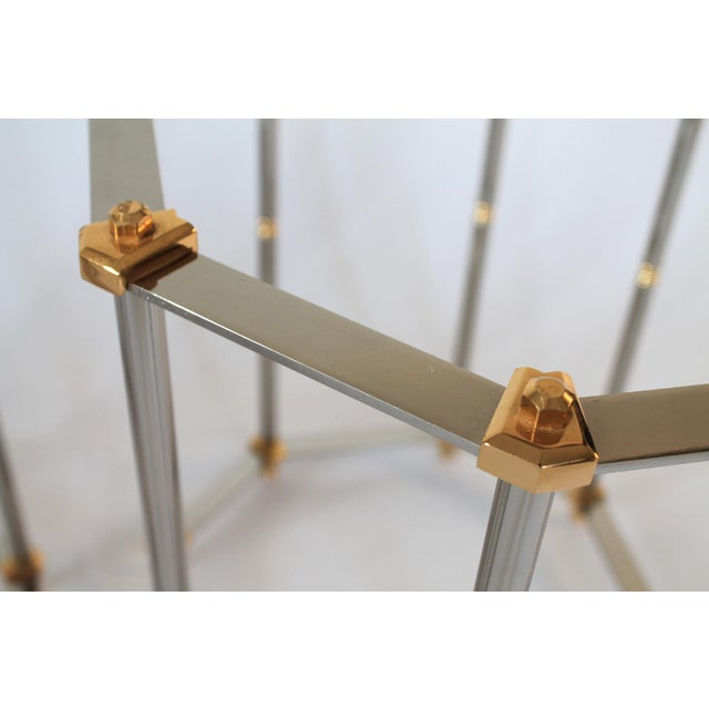Vintage Hollywood Regency Style Brass and Chrome End Tables - A Pair For Sale - Image 11 of 13