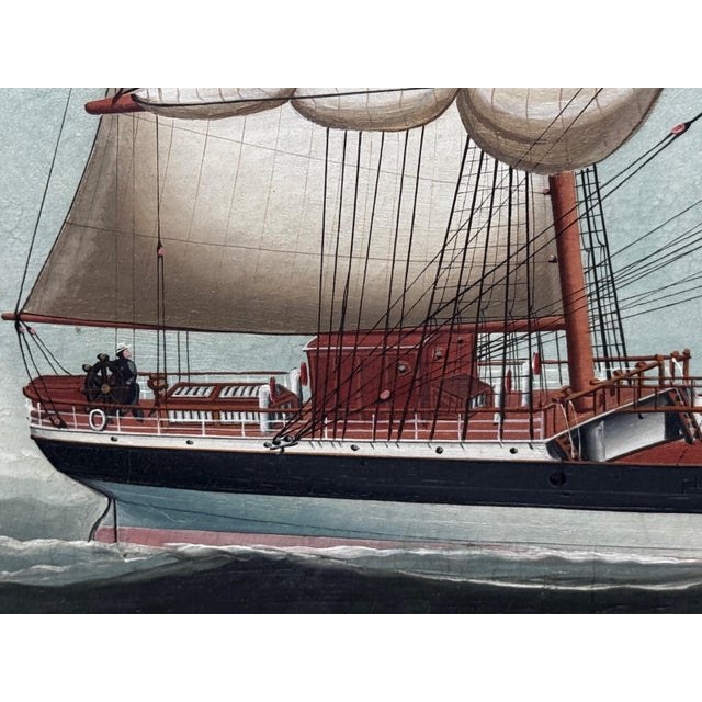 Large Antique Maritime Oil of the Square Rigger Wiscombe Park c.1910-1917 For Sale - Image 10 of 18