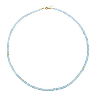 Birthstone March Aquamarine Necklace 18k Gold For Sale
