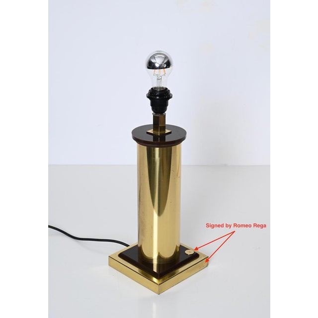 Table Lamp in Brass and White Silk Lampshade, Italy, 1970s For Sale - Image 9 of 14