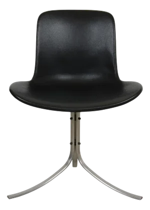 PK-9 Chair in Black Aura Leather by Poul Kjærholm