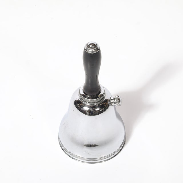 1930s 1930s Art Deco Chrome Town Crier Bell Form Cocktail Shaker W/ Ebonized Walnut Handle For Sale - Image 5 of 13