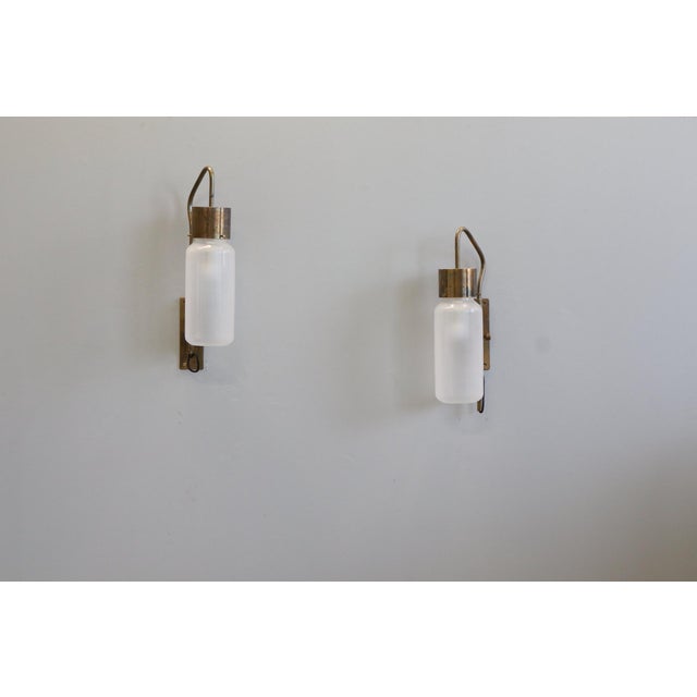 1950s Dominioni Azucena Model LP10 Brass Wall Lamps by Luigi Caccia Dominioni for Azucena, 1958, Set of 2 For Sale - Image 5 of 15