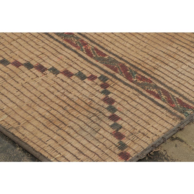Vintage Moroccan Tuareg Mat With Bold Tribal Designs in Beige & Red - Rug & Kilim For Sale In New York - Image 6 of 9