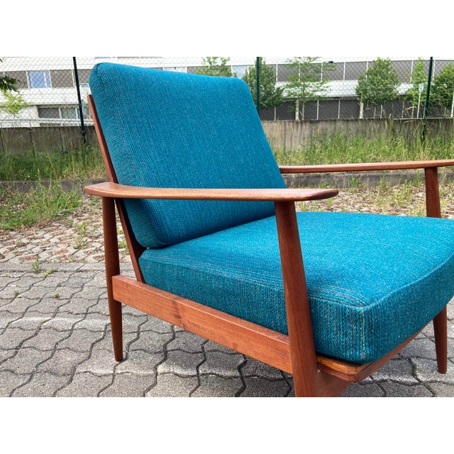 Mid-Century Petrol and Teak Easy Chair from Wilhelm Knoll Antimott, 1965 For Sale - Image 13 of 18