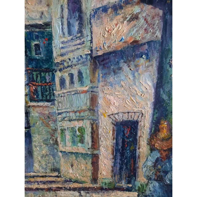 Mid 20th Century German Impressionist Alley Scene Oil Painting by Otto Pippel For Sale - Image 4 of 6