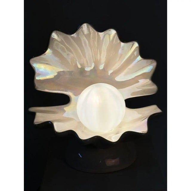 Mid-Century Modern 1980s Mid-Century Modern Oyster Shell Lamp: Clam Shell: Sea Shell Lamp Art Deco For Sale - Image 3 of 8