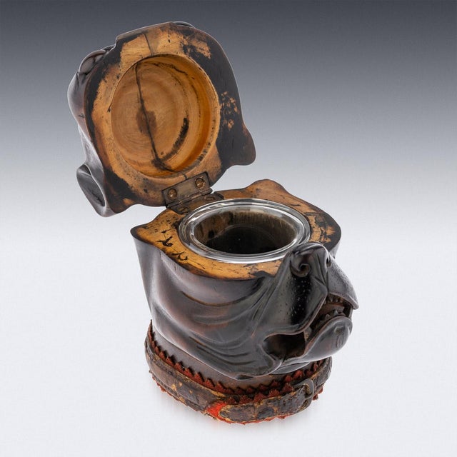 Brown 19th Century Victorian Tree of Life Bulldog Inkwell, 1860 For Sale - Image 8 of 18