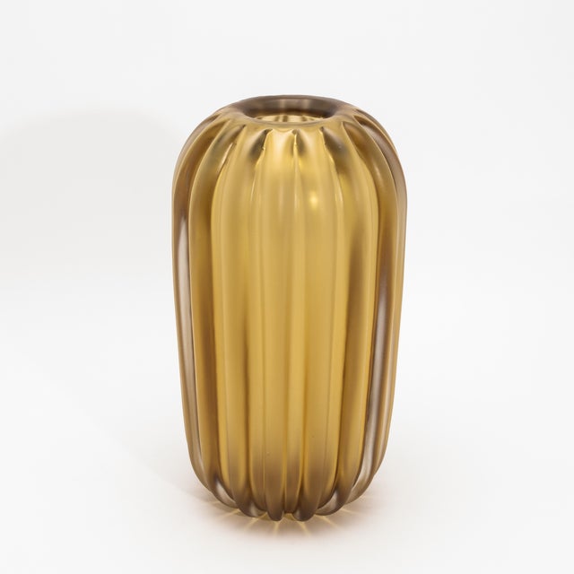 Hand-Blown Murano Cactus Vase in Amber Medium For Sale - Image 4 of 9