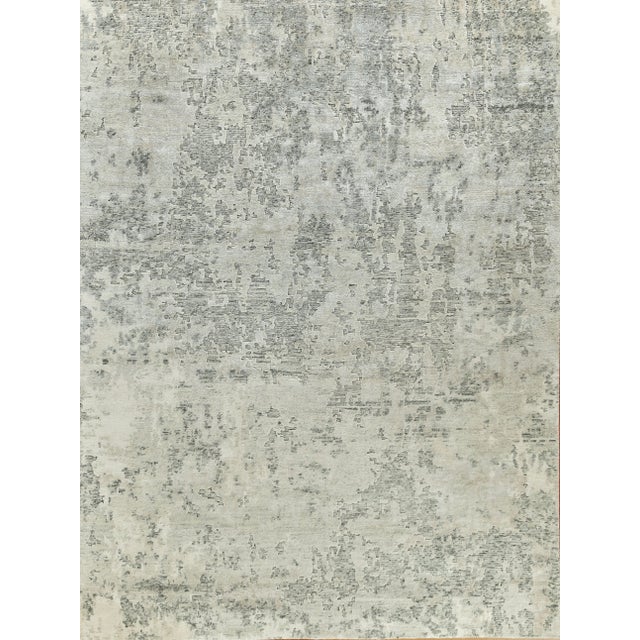 White Exquisite Rugs Cosmo Hand-Knotted New Zealand Wool & Bamboo Silk White Rug-10'X14' For Sale - Image 8 of 8