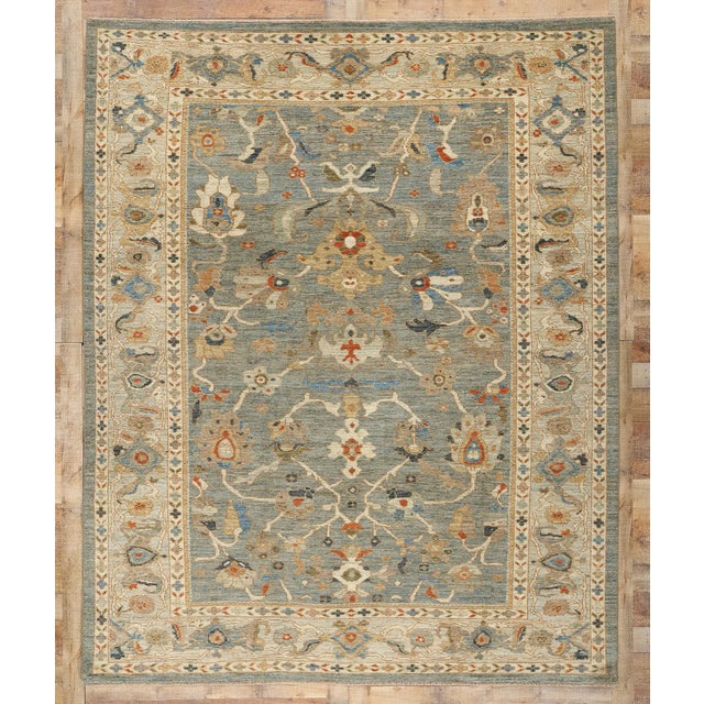 Blue Persian Sultanabad Rug - 08'02 X 10'01 For Sale - Image 9 of 9