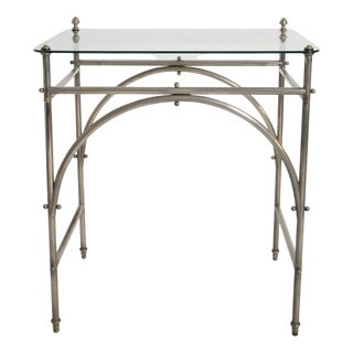 Tubular Chrome Iron and Glass Table, 1920s For Sale